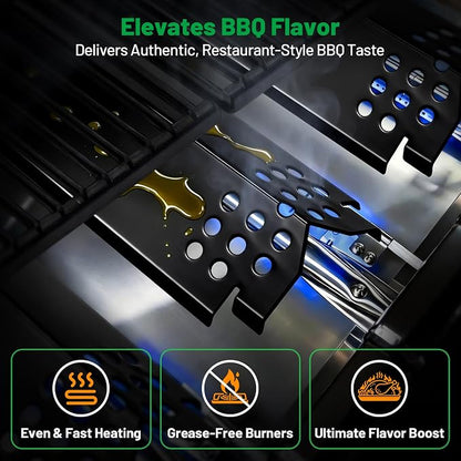Grill Burner Covers Replacement 14.6" L, Heavy Duty Porcelain Steel Grill Heat Plates Parts, Outdoor Barbecue Heat Shield Flame Tamer Kit for Nexgrill and More Grills, 5 Pack