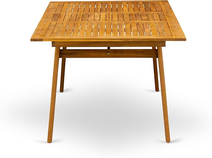 East West Furniture DEDK7CWNA 7 Piece Outdoor Patio Dining Sets Consist of a Rectangle Acacia Wood Table and 6 Folding Side Chairs, 40x72 Inch, Natural Oil