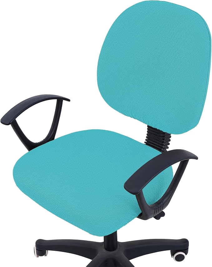 Smiry Office Computer Chair Covers for Desk Rotating Chair Protector | Stretch Jacquard Removable Washable Universal Slipcovers, Seat + Backrest Cover, Aqua
