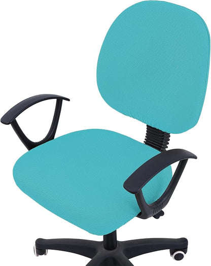 Smiry Office Computer Chair Covers for Desk Rotating Chair Protector | Stretch Jacquard Removable Washable Universal Slipcovers, Seat + Backrest Cover, Aqua