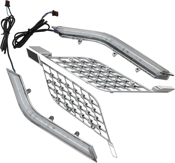 TCT-MOTORPARTS Chrome LED Radiator Grill Panels Light Fits for Honda Goldwing GL1800 Tour 2018-2023