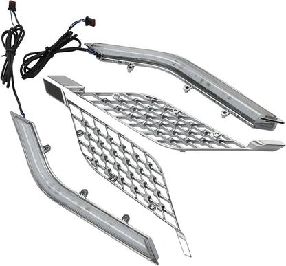 TCT-MOTORPARTS Chrome LED Radiator Grill Panels Light Fits for Honda Goldwing GL1800 Tour 2018-2023