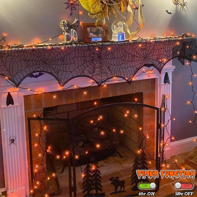 YEGUO 165ft 500 LED String Lights Outdoor Waterproof, Orange Christmas Lights Indoor, Green Wire Twinkle Tree Light Plug in with 8 Modes Timer Memory