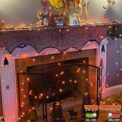 YEGUO 165ft 500 LED String Lights Outdoor Waterproof, Orange Christmas Lights Indoor, Green Wire Twinkle Tree Light Plug in with 8 Modes Timer Memory