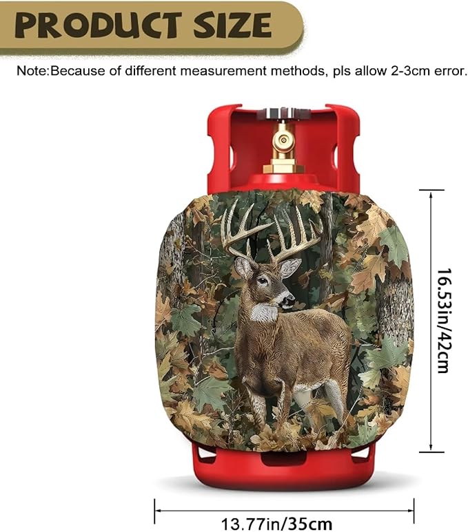 Camo Propane Tank Cover 20lb Reindeer Gas Tank Cylinder Cover for Outdoor Easy to Install RV Gas Cylinder Protector for All Season Gift for Friends