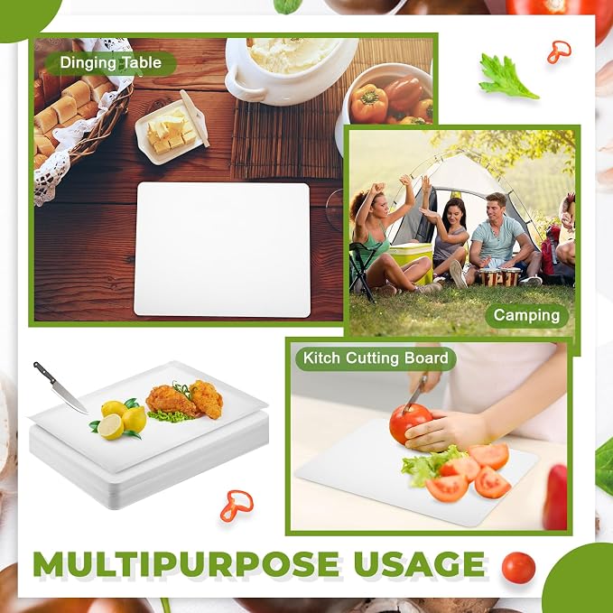 Hushee 100 Count Disposable Cutting Board Sheets 10 x 13 Inch Flexible Plastic Disposable Sheets Cutting Mat Large Chopping Boards for Kitchen Cooking Traveling Camping Tailgating BBQ(White)