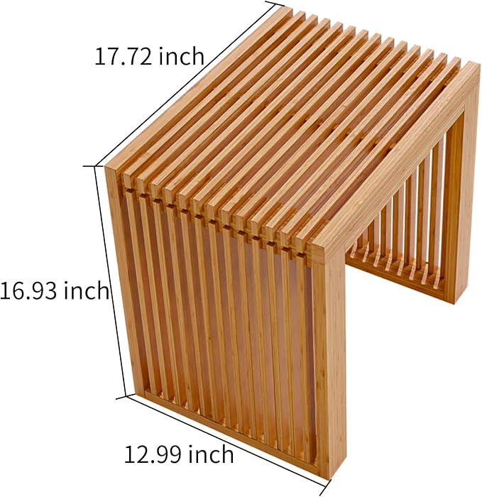 APRTAT Bamboo Dining Bench 17-Inch Indoor Wood Shoe Rack Bench for Entryway | Easy Assemble, Sturdy & Durable,Slatted Design,Versatile Everyday Seating,Living Room Hallway Bedroom Bathroom