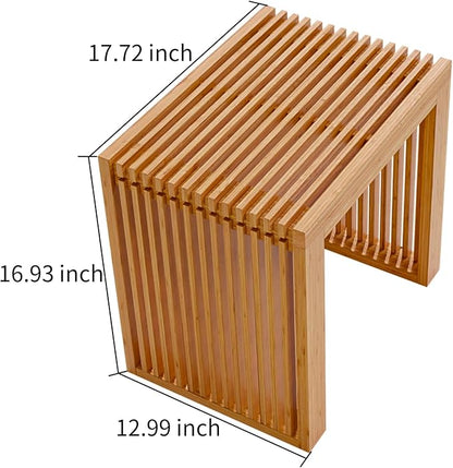 APRTAT Bamboo Dining Bench 17-Inch Indoor Wood Shoe Rack Bench for Entryway | Easy Assemble, Sturdy & Durable,Slatted Design,Versatile Everyday Seating,Living Room Hallway Bedroom Bathroom