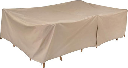 Modern Leisure 8576A Patio Table and Chairs Cover, Outdoor Furniture Set Cover, Waterproof, 76 L x 115 W x 30 H inches, Extra Large, Tan Khaki