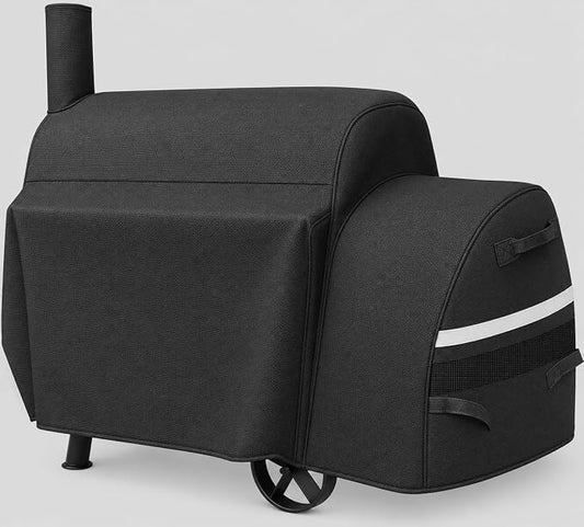 Smoker Cover for Oklahoma Joe’s Highland Offset, Waterproof Grill Cover | Heavy duty smoker cover, 600D PU-coated Oxford, 59"L x 37.5"W x 33.5"H for outdoor charcoal offset smokers with secure straps