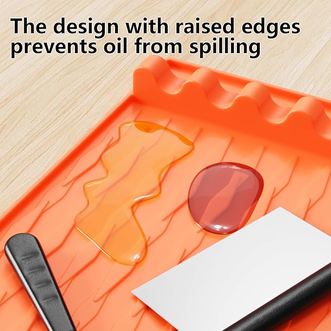 Silicone Grill Mat Compatible with Blackstone - Large Silicone Griddle Tools Heat Resistant Spatula Mat Non-Slip Outdoor BBQ Utensil Holder Blacktone Griddle Accessories for Kitchen Cooking Counter