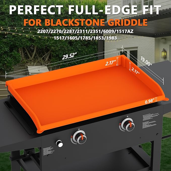 Silicone Griddle Cover for Blackstone - Full Protection Waterproof Griddle Top Cover All Year Round Protective Mat for Black Stone Accessories (28" Orange)