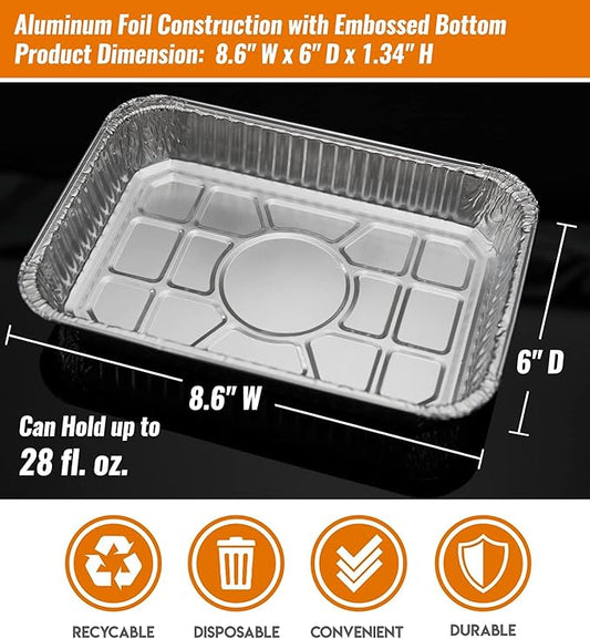 NUPICK 30 Pack Grill Drip Pans Compatible for Weber, 6415 Grill Accessories for Weber Spirit, Genesis, Traveler, Q Series - Grill Grease Pan Liners - Disposable Aluminum Foil Grease Trays - 8.5" X 6"