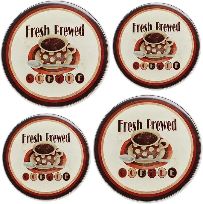 Reston Lloyd, Burner Covers For Electric Stovetop, Decorative Lightweight Tin Covers, Set of 4 (2-8 inch & 2-10 inch), Conceals Messy Drip Pans, Coffee