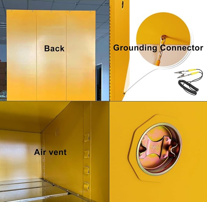 Hazardous Flammable Safety Storage Cabinet 34"x34"x65" Fire Proof Lockers | 65~90 Gallon Safe, Double-Wall Steel, Dual Manual Locks, 2 Adjustable Galvanized Shelves, For Gasoline Liquid Fuel Chemical
