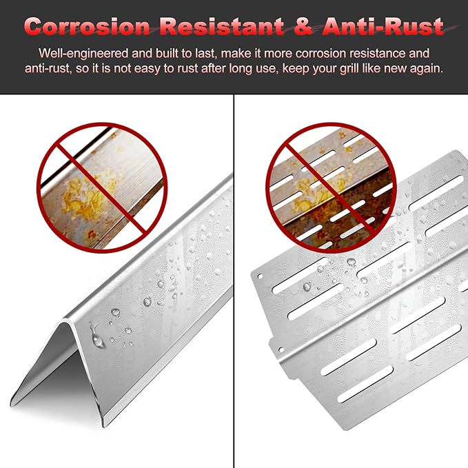 17.5" Grill Flavorizer Bars 7622 Heat Deflector for Weber Genesis E310 E320 E330 S310 S330 EP310 with Front Control Knob Stainless Steel Grill Parts for Weber Genesis 300 Series 7620 65055