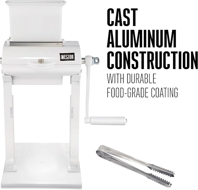 Weston Meat Tenderizer Tool & Heavy Duty Cuber, Quick and Easy Manual Operation For Cuts Up To 4.5” Wide x .75” Thick, Durable Aluminum Construction, Stainless Steel Blades, White (07-3101-W-A)