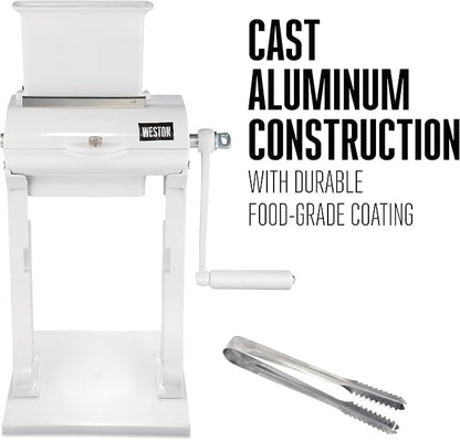 Weston Meat Tenderizer Tool & Heavy Duty Cuber, Quick and Easy Manual Operation For Cuts Up To 4.5” Wide x .75” Thick, Durable Aluminum Construction, Stainless Steel Blades, White (07-3101-W-A)