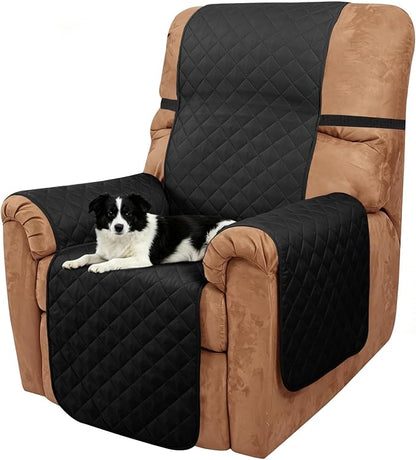 Reversible Recliner Chair Covers, 23" Chair, Black/Black | Chair Covers for Living Room with Elastic Straps, Water Repellent, Chair Protectors Covers for Dogs