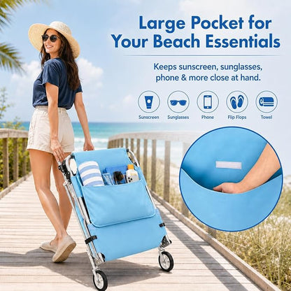 Wheel-To-Go Oversized Tanning Chair with Face Hole & Wheels | Portable Heavy Duty Folding Lounge Chair | Outside Sunbathing Reading Relaxing Beach Poolside Lawn | XL Wide | 330 LBS (Patent Design)