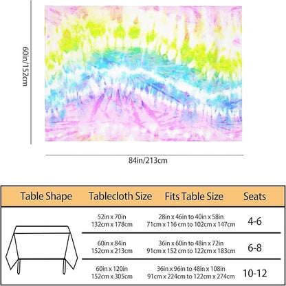 TKS MITLAN Tablecloth Rainbow Tie Dye Table Cloth Rectangle Table 60 x 84 Inch Distorted Watercolor Bright Pattern Vibrant Kitchen Decorations for Home Dinner Party
