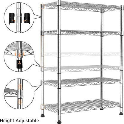 M MZG 1000 lbs Storage Shelving 4-Tier Utility Shelving Unit Steel Organizer Wire Rack for Home,Kitchen,Office,Chrome (13.7" D x 23.6" W x 53.4" H)