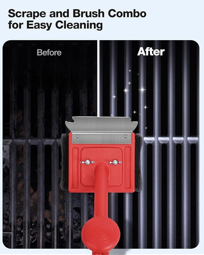 Grill Brush Bristle Free(Fire-Resistant Fabric),4 Replaceable BBQ Cleaning Head,Safe Replacement Cleaning Pad for Cast Iron or Stainless-Steel Grates (No Handle)