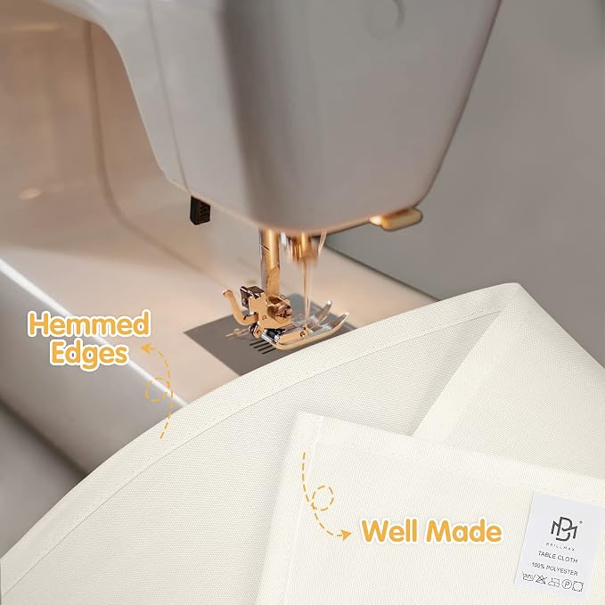 BRILLMAX 4 Pack Ivory Tablecloths 90x132 Inch for 6ft Rectangle Tables | 150 GSM Polyester Fabric, Floor Length Drop, Water, Stain & Wrinkle Resistant Cloth Cover for Wedding Reception Banquet Party