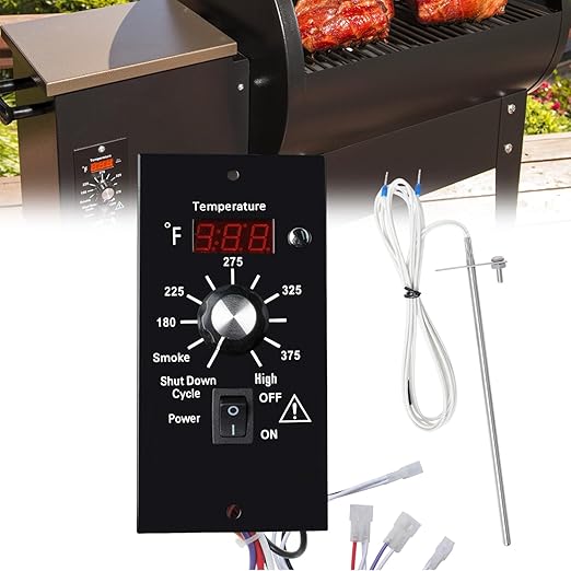 Digital Thermostat Kit Compatible with Traeger Pellet Grills BAC236 | BAC283 BAC388 BAC389 BAC382 BAC200 Replacement Part with 7" RTD Temperature Sensor, Temperature Controller LED Panel