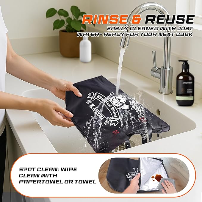 BBQ Blanket for Resting Meat, Smoker Meat Insulated Resting Bag made of Washable Oxford Cloth, Large Brisket Resting Blanket– Gifts for Men, Dad, BBQ Lovers, Christmas Gifts (21in New Black)
