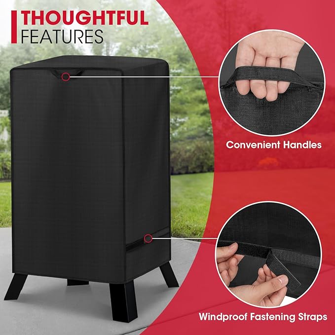 Unicook 30 Inch Electric Smoker Cover for Masterbuilt, Unique UV Resistant Waterproof Vinyl with Polyester Lining, Outdoor Digital Propane Vertical Smoker Cover, 19" W x 17" D x 33" H