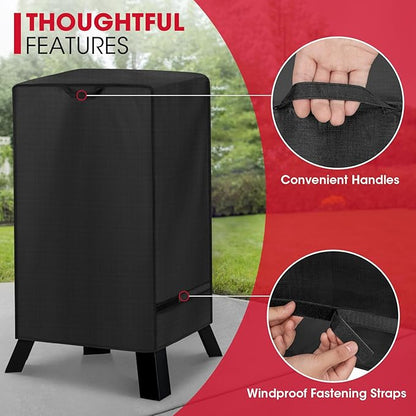Unicook 30 Inch Electric Smoker Cover for Masterbuilt, Unique UV Resistant Waterproof Vinyl with Polyester Lining, Outdoor Digital Propane Vertical Smoker Cover, 19" W x 17" D x 33" H