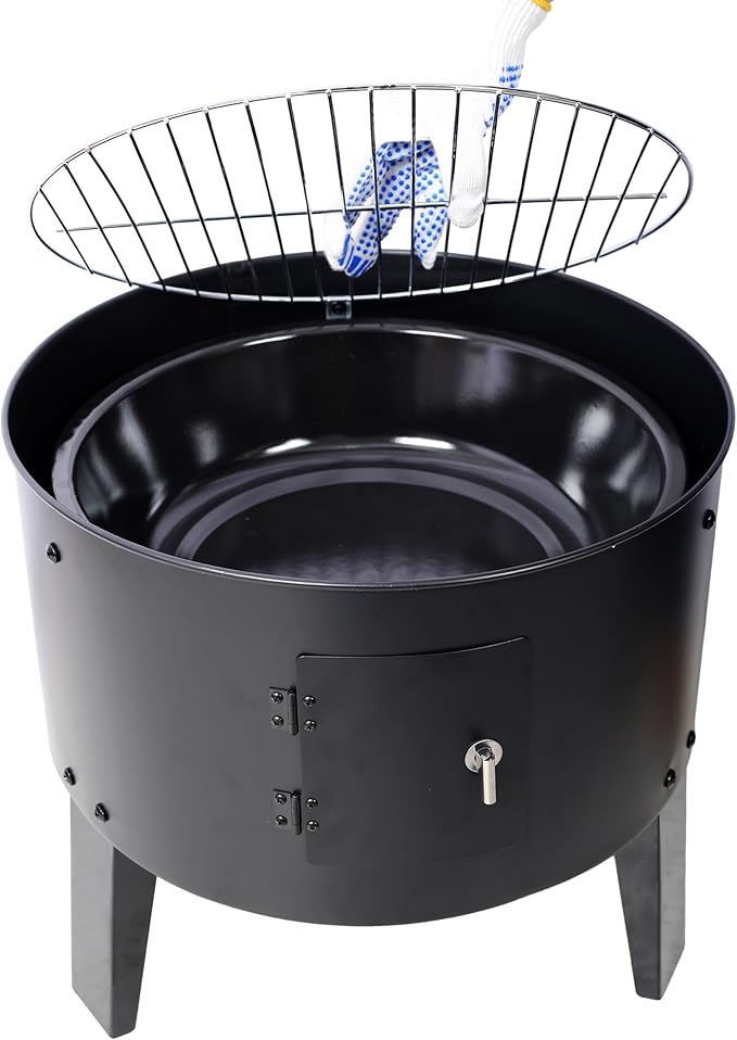 16 Inch Vertical Charcoal Smoker Grill, Portable Wood BBQ Smoker for Outdoor Camping Backyard Cooking, Black
