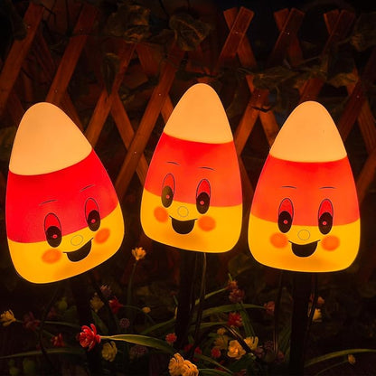 Halloween Candy Corn Pathway Lights Outdoor, 7Ft C7 LED Halloween Decorations Candy Corn Pathway String Lights Waterproof with 4 Stakes for Outdoor Garden Walkway Driveway Lawn Party Decor