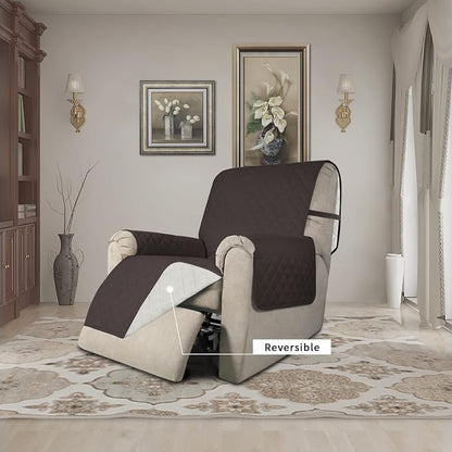 Easy-Going Reversible Couch Cover, Recliner 22 in, Chocolate/Ivory | Machine Washable Slipcover For Dogs, Water Resistant Furniture Mat For Living Room, Non-Slip Sofa Cover, Pet Friendly