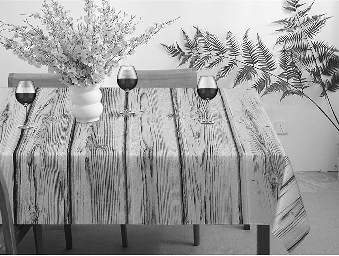 Decorative Rectangle Table Cloths Vintage Wooden Pattern Grey Tablecloth Table Cover for Dining/BBQ/Picnic/Coffee Table 52 X 70 Inches