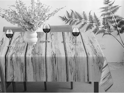 Decorative Rectangle Table Cloths Vintage Wooden Pattern Grey Tablecloth Table Cover for Dining/BBQ/Picnic/Coffee Table 52 X 70 Inches
