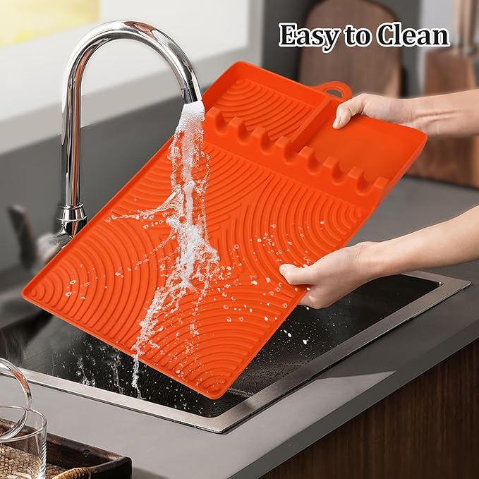Birthday Gifts for Men Dad Husband, Silicone Griddle Tool Mat Compatible with Blackstone, Silicone Griddle Tools with Drip Pad, Spatula Mat for Outdoor Grill, BBQ, Cooking