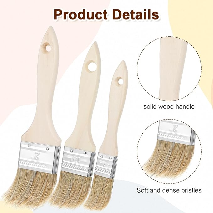 3 Pcs Pastry Brushes, 3 Sizes Natural Bristle Basting Brush, Butter Food Oil Brushes for Butter Sauce Marinade, Kitchen Tools, Cooking Food