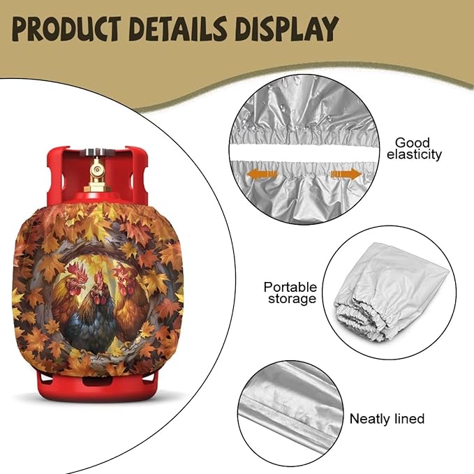 Chicken Print Propane Tank Cover 20lb Heavy Duty Gas Cover Fits Standard 20 lb Tank Cylinder Easily Slips onto Your Propane Tank Outdoor Grill Accessories