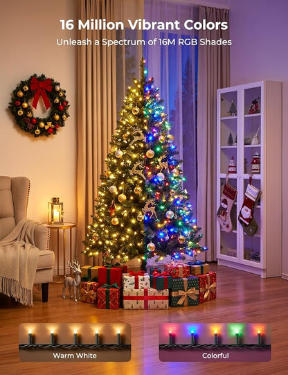 Minetom 82ft 250LED Smart Color Changing Christmas Halloween Tree Lights | LED RGB Outdoor String Twinkle Lights, 16 Milion Adjustable Colors Smart Fairy Lights with App & Timer for Xmas Tree Party