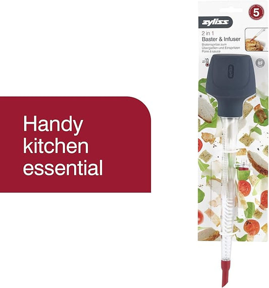 Zyliss 2-in-1 Baster & Infuser - Dishwasher-Safe, Stainless Steel Marinade Injector & Baster for Cooking - Medium