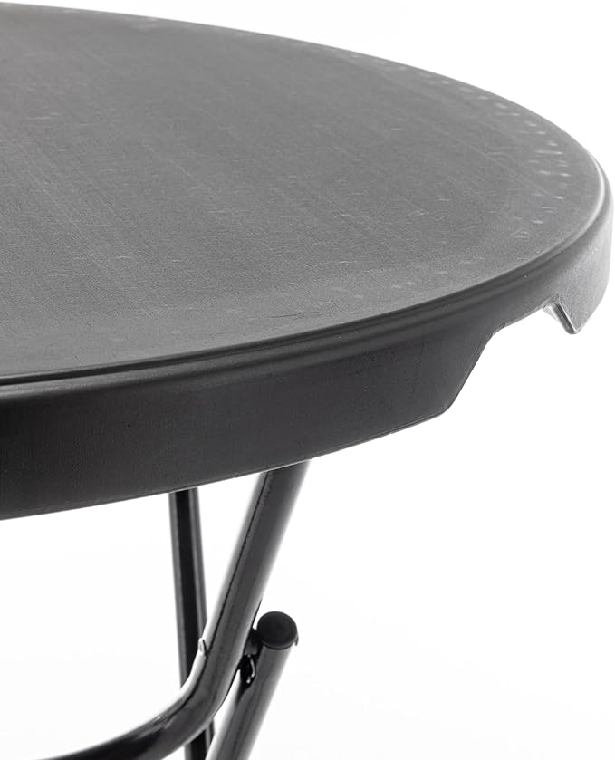BTEXPERT Set of 5, Black 2.63 Foot Round Plastic Bar Height Folding Table Commercial Portable for Banquet Patio Backyard Dining Wedding Party Events Home Kitchen Indoor Outdoor, Thick Top Metal Frame