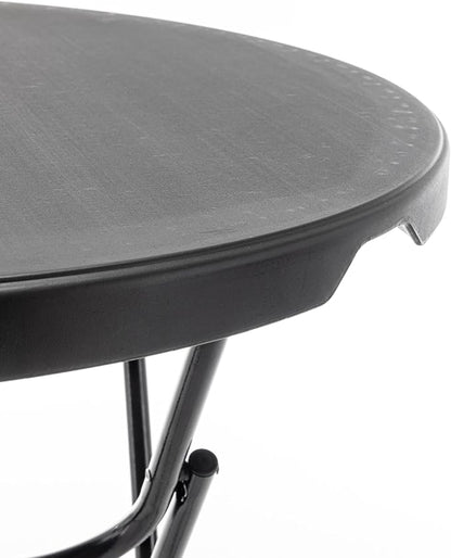 BTEXPERT Set of 5, Black 2.63 Foot Round Plastic Bar Height Folding Table Commercial Portable for Banquet Patio Backyard Dining Wedding Party Events Home Kitchen Indoor Outdoor, Thick Top Metal Frame