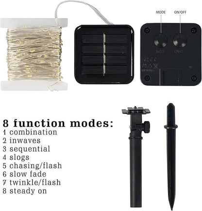 Dazzle Bright 2 Pack Solar String Lights Outdoor, Total 80FT 240LED Solar Powered Waterproof Fairy Lights 8 Modes, Copper Wire Lights for Christmas Patio Party Tree Yard Decoration (Multi-Colored)