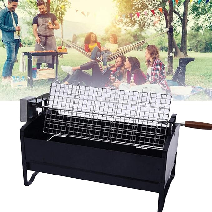 Portable Charcoal Grill for Camping BBQ, Outdoor Barbecue Grill with Folding Legs, Large Charcoal & Electric Multi-Function BBQ Grill Kits, Easy Carry Smoked Grill for Party,A-1