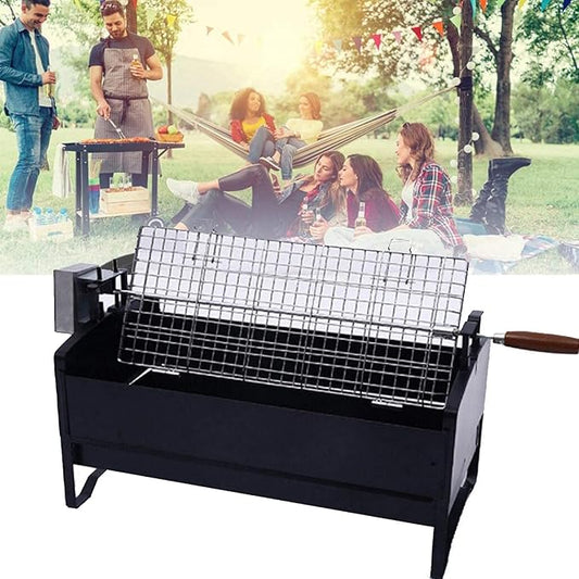 Portable Charcoal Grill for Camping BBQ, Outdoor Barbecue Grill with Folding Legs, Large Charcoal & Electric Multi-Function BBQ Grill Kits, Easy Carry Smoked Grill for Party,A-1