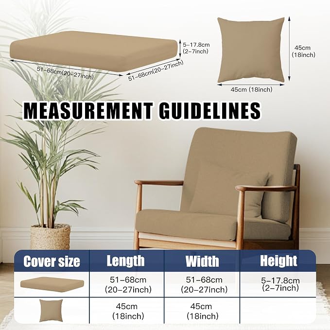 Outdoor Cushion & Pillow Cover Set, 8 Seat Covers + 4 Pillow Covers | Stretch Fit, Replacement, Washable and Reusable Furniture Protectors, Fits most patio furniture cushion covers, Cover Only