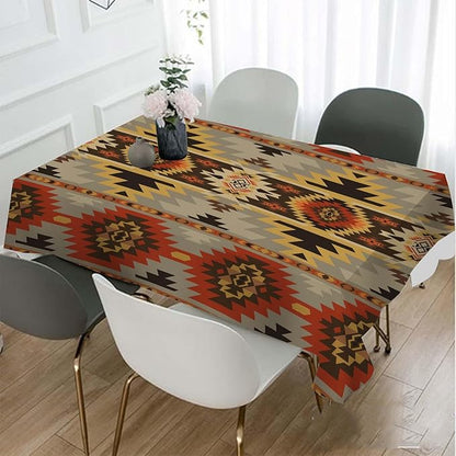 TKS MITLAN Geometric Pattern Decorative Rectangle Tablecloth American Style Aztec Polyester Table Cloth Kitchen Cover for Dining BBQ Picnic Coffee Table 60 x 84 Inch 6-8 Seats