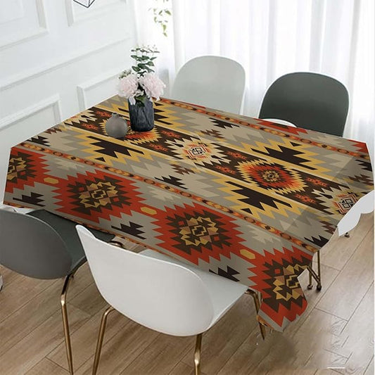 TKS MITLAN Geometric Pattern Decorative Rectangle Tablecloth American Style Aztec Polyester Table Cloth Kitchen Cover for Dining BBQ Picnic Coffee Table 60 x 84 Inch 6-8 Seats